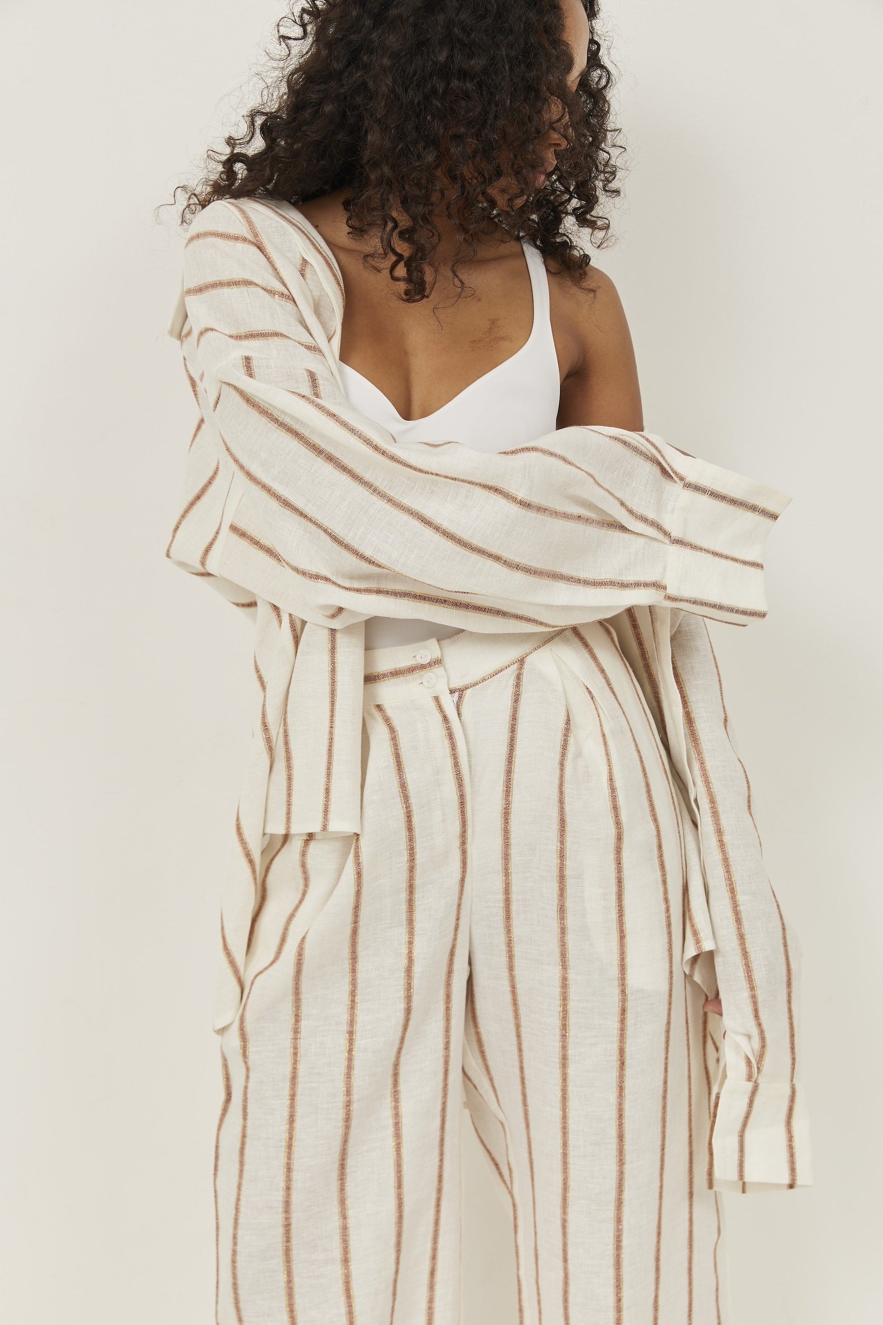 Isla Linen Shirt – Terracota Stripes