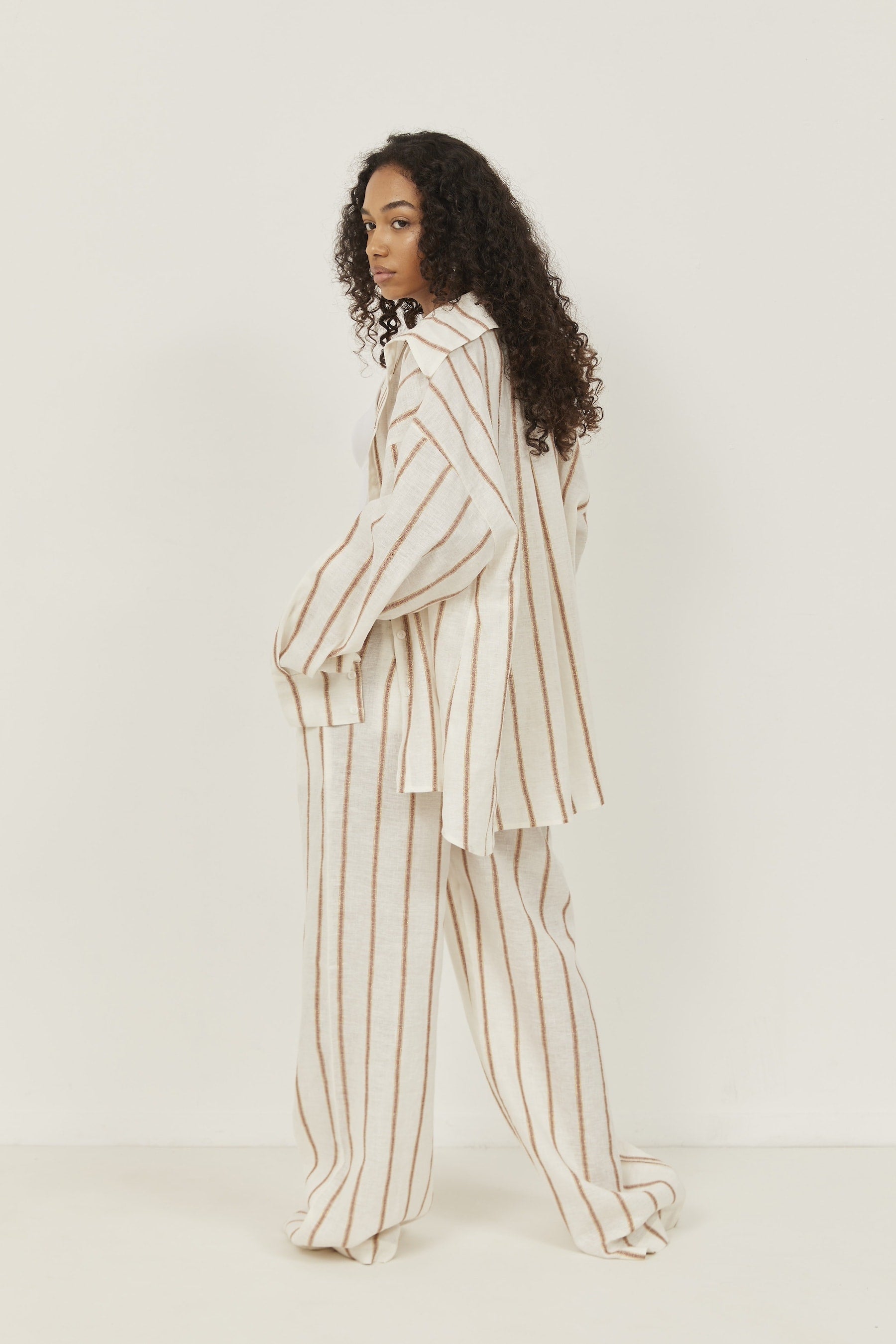 Isla Linen Pants – Terracotta Stripes