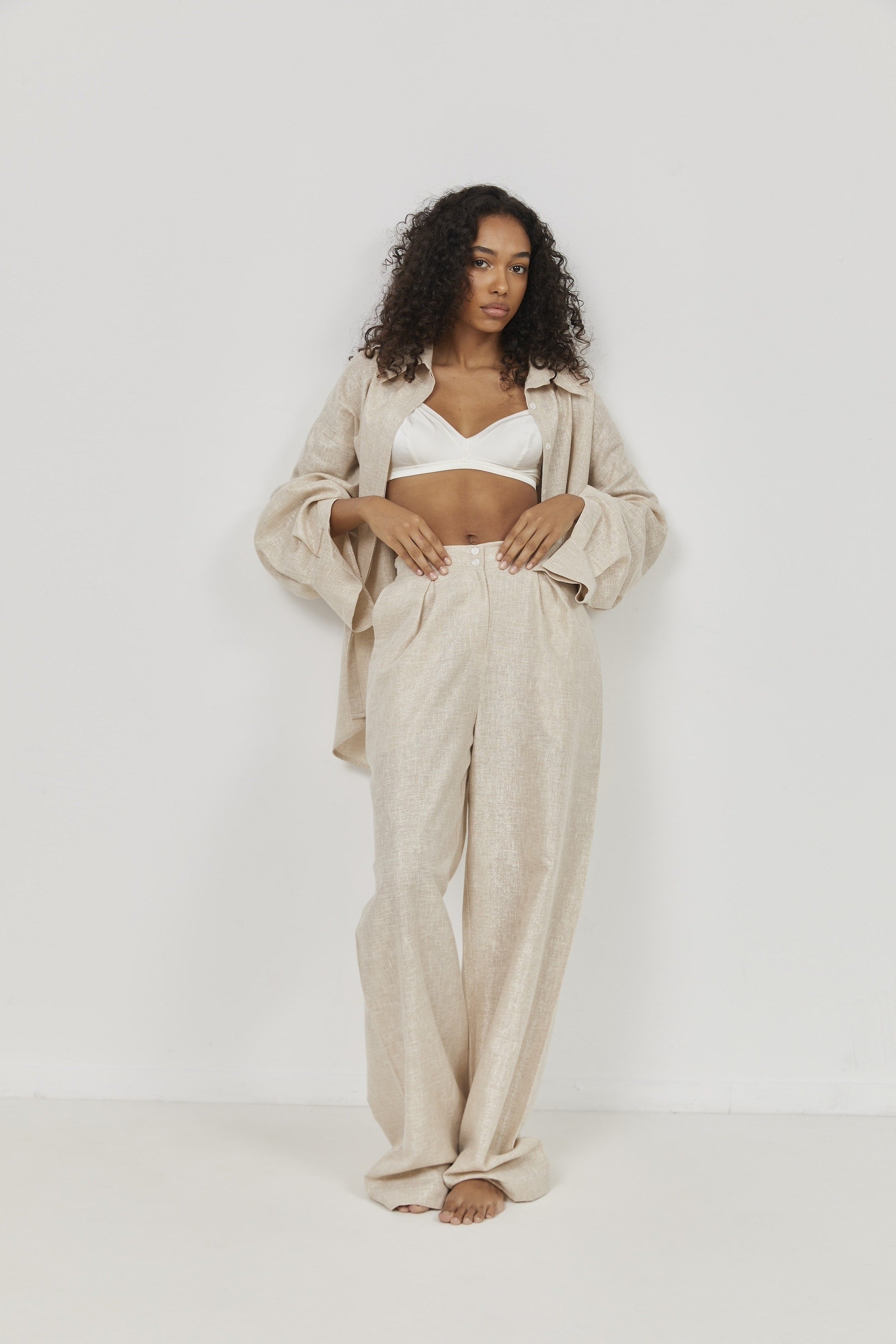 Selena Linen Shirt – Beige
