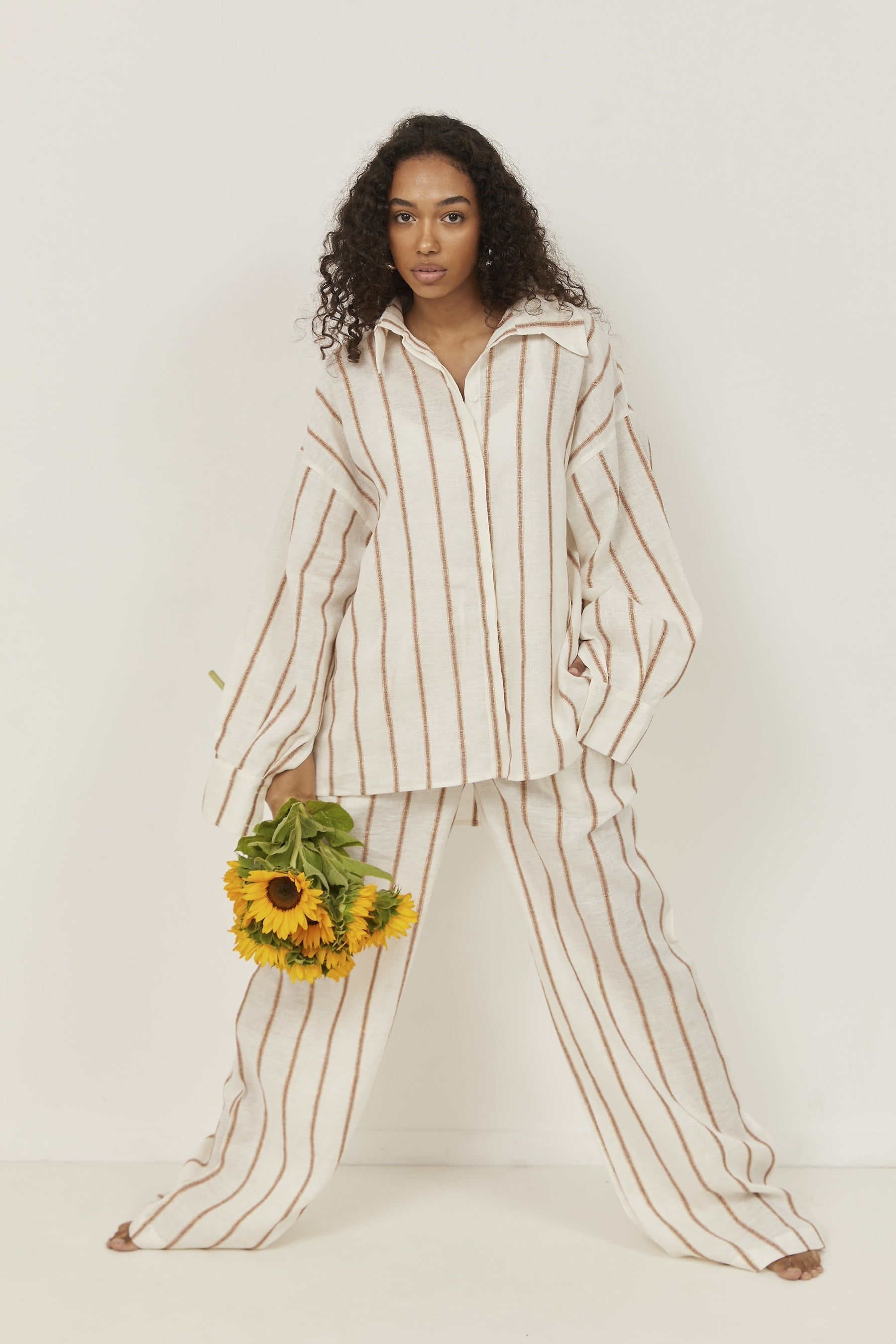 Isla Linen Pants Terracotta Stripes