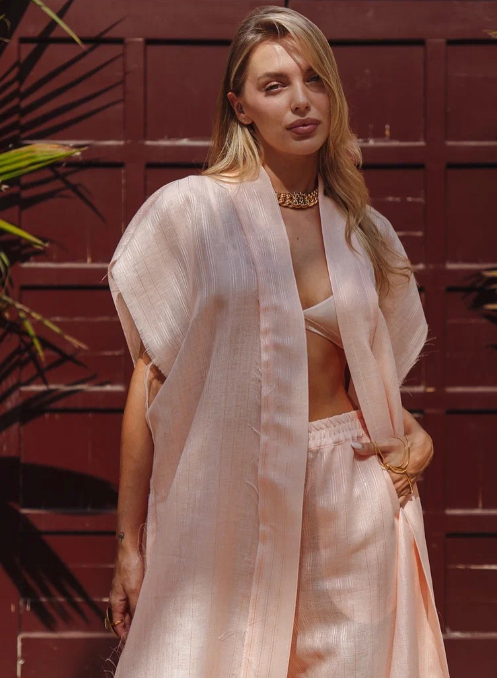 Lara Linen Kimono Blush Mirage