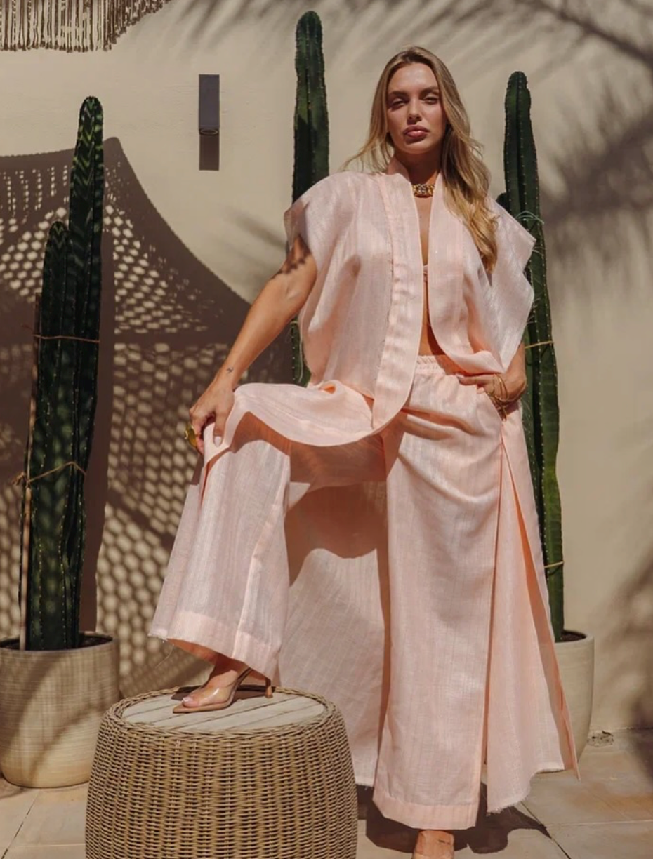 Lara Linen Kimono Blush Mirage