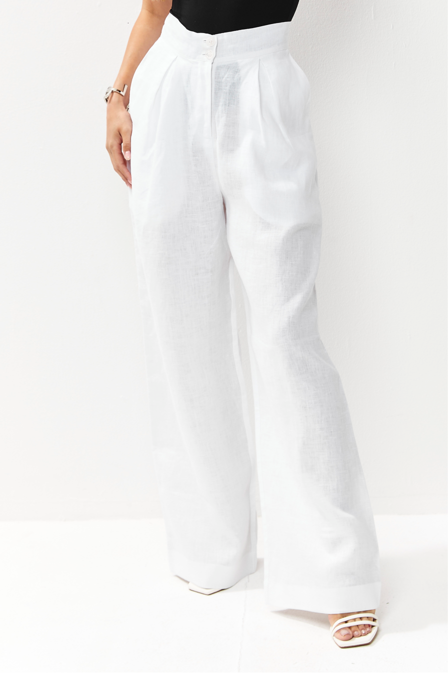 Isla Linen Pants White