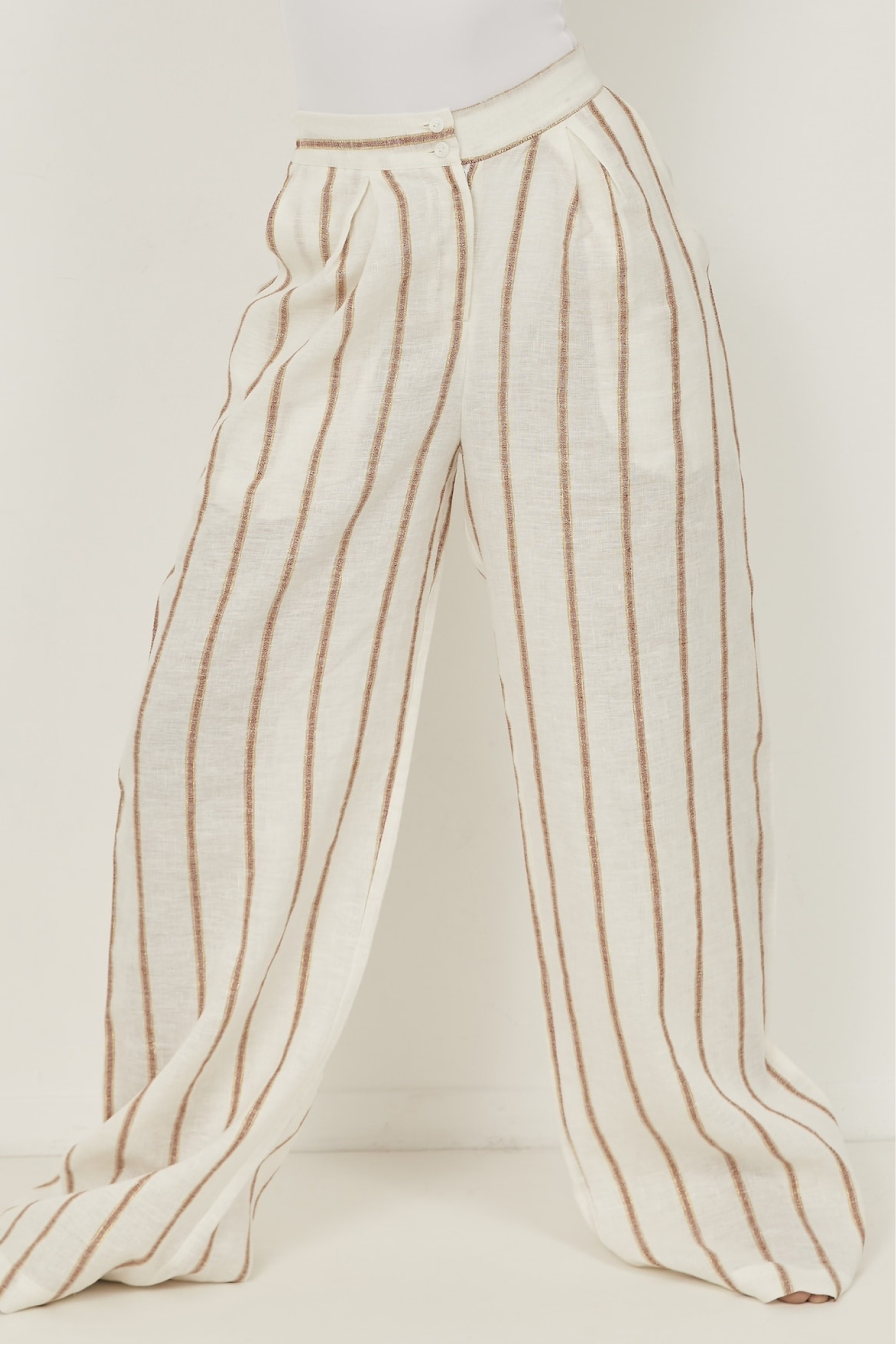Isla Linen Pants Terracotta Stripes