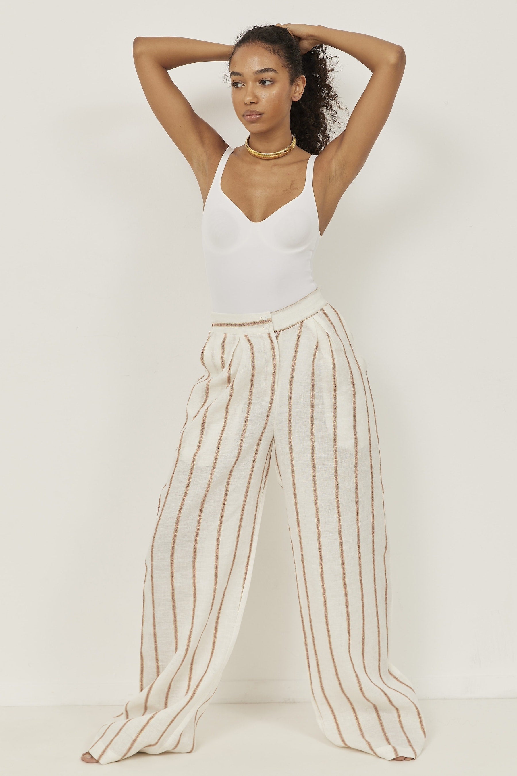 Isla Linen Pants – Terracotta Stripes