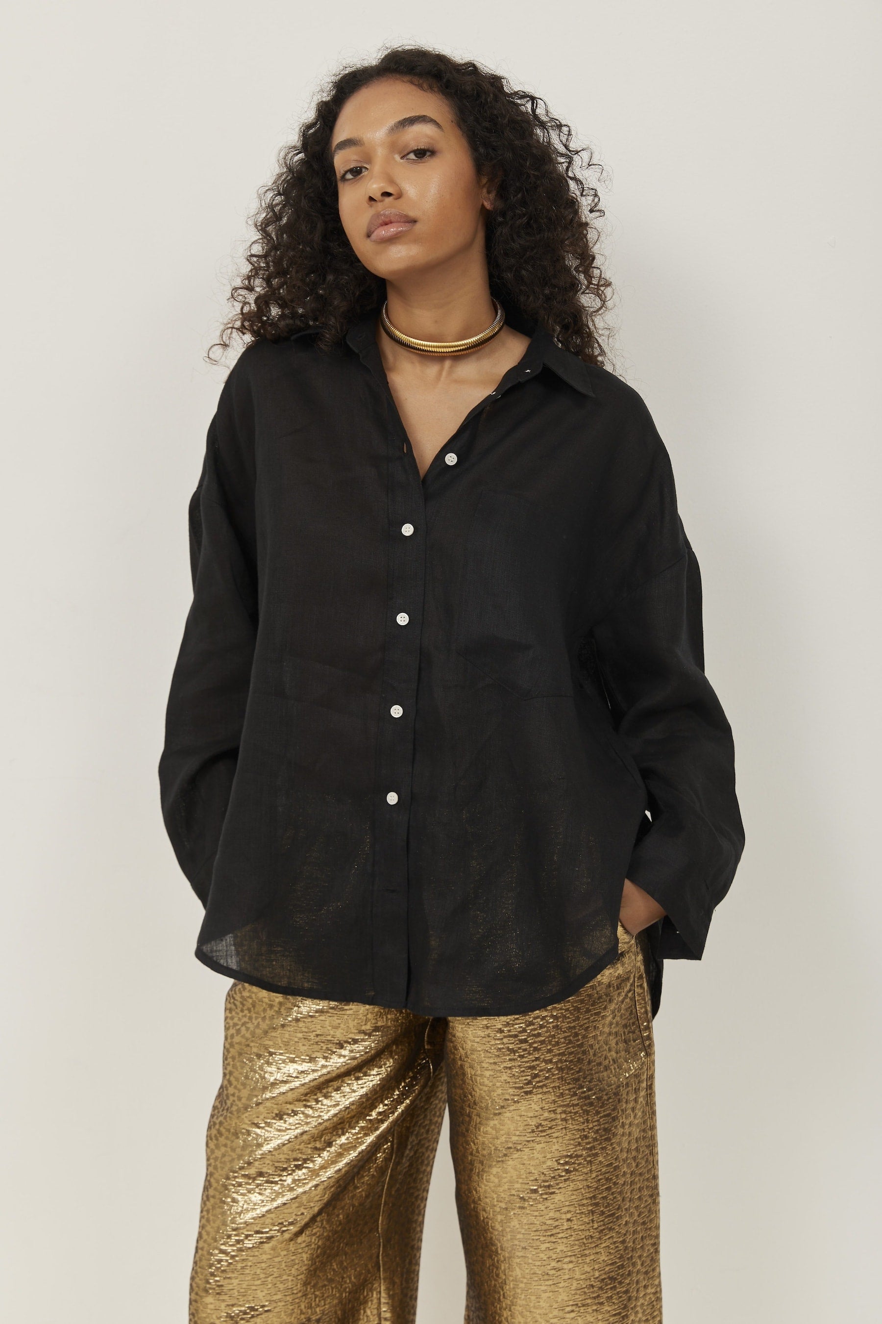 Aurelia Jacquard Pants – Gold