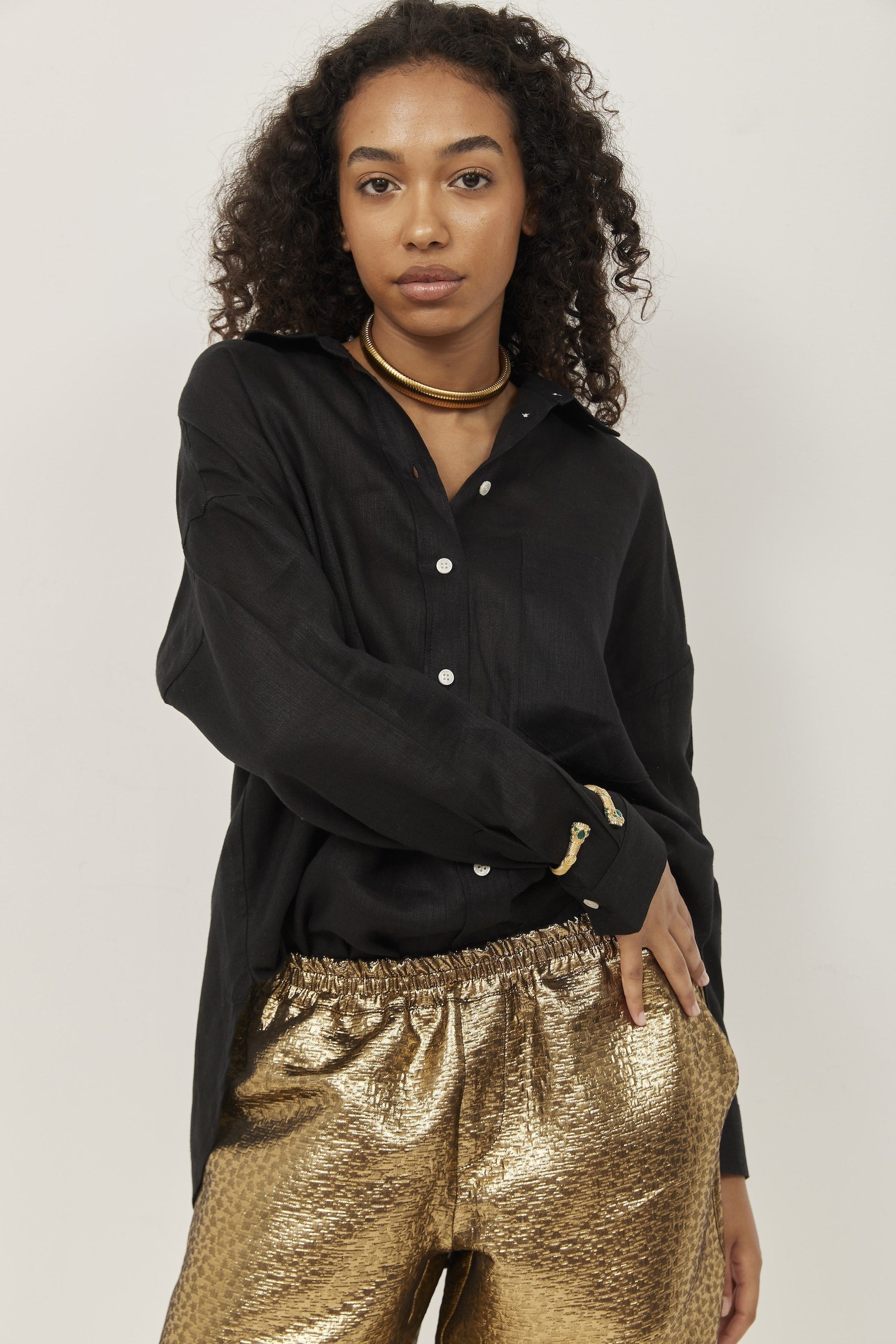 Aurelia Jacquard Pants – Gold