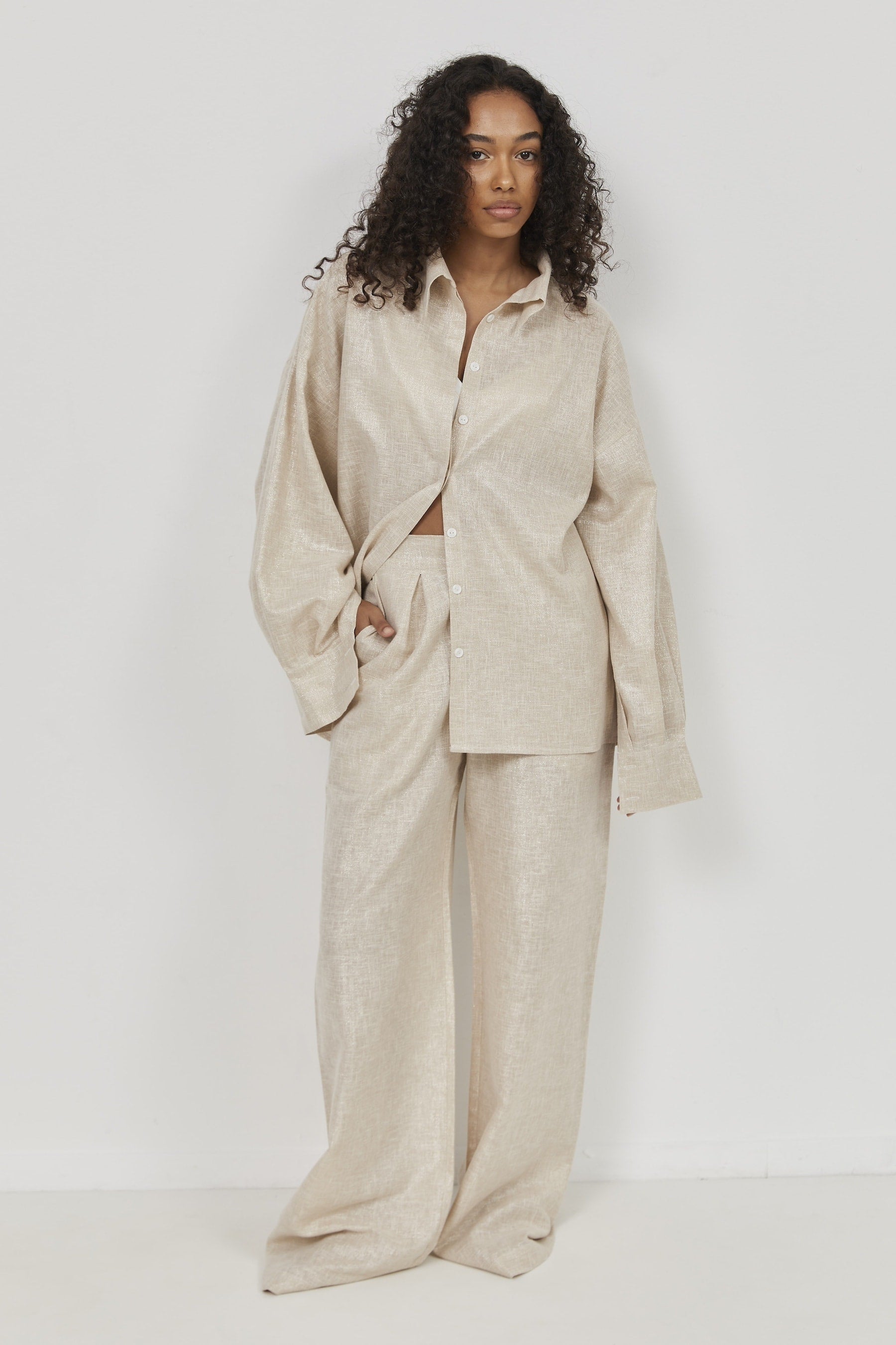 Selena Linen Shirt – Beige