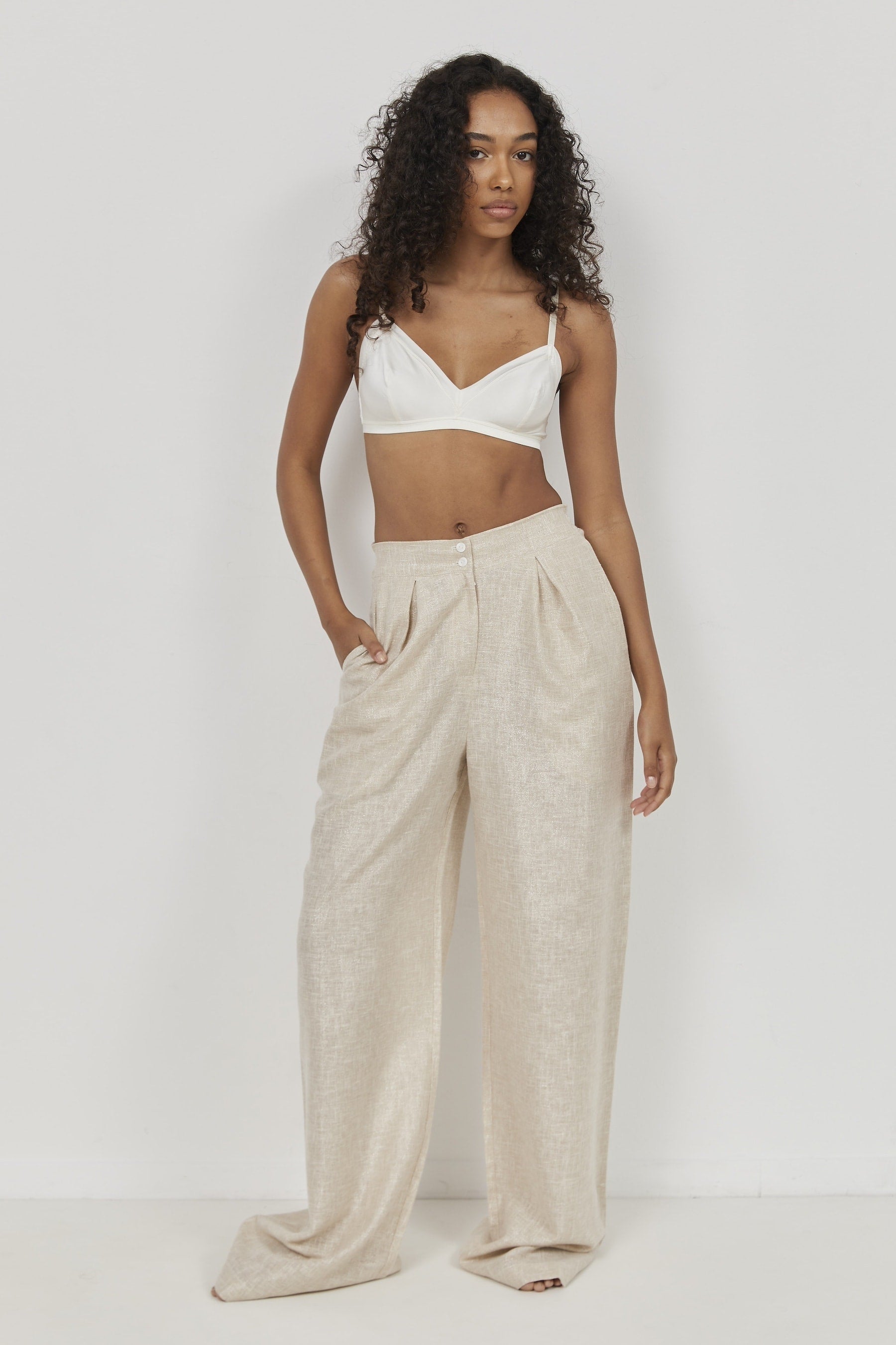 Selena Linen Pants – Beige