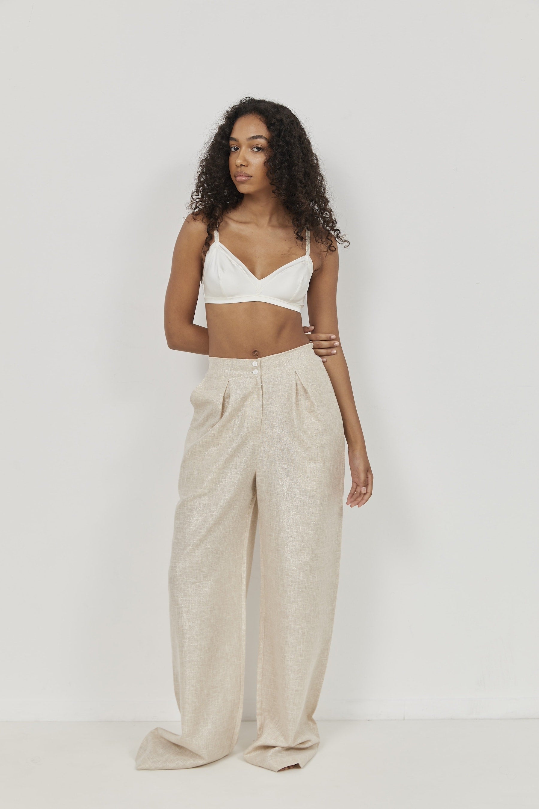 Selena Linen Pants – Beige