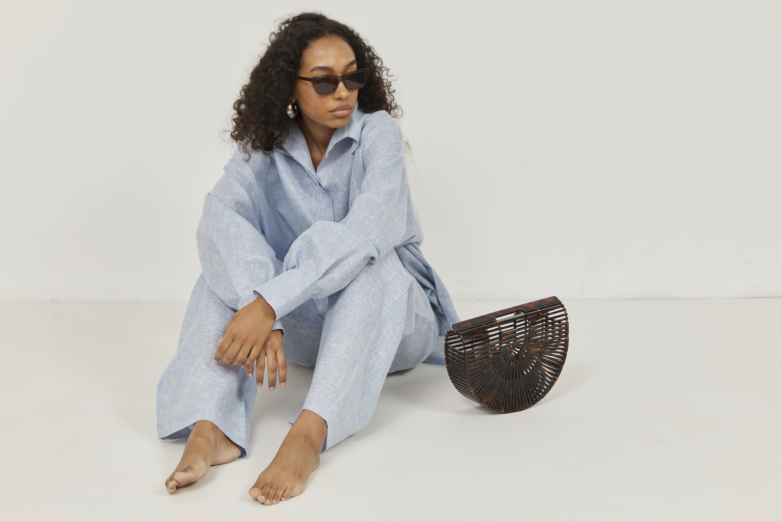 Selena Linen Shirt – Blue