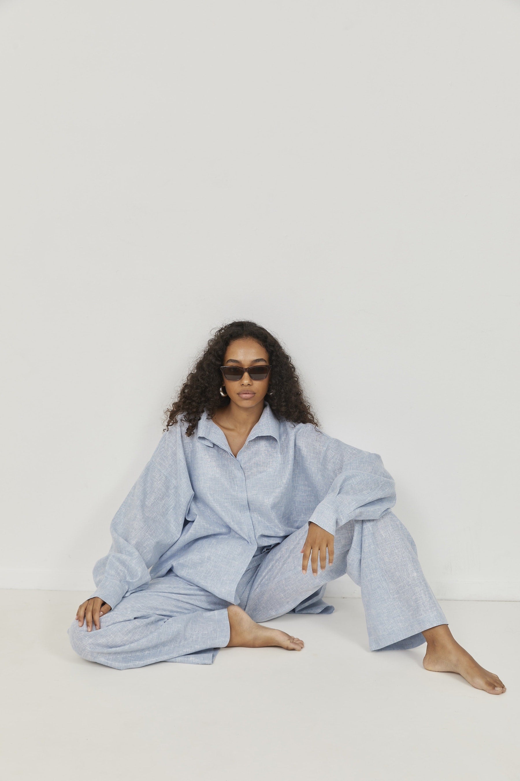 Selena Linen Pants – Blue