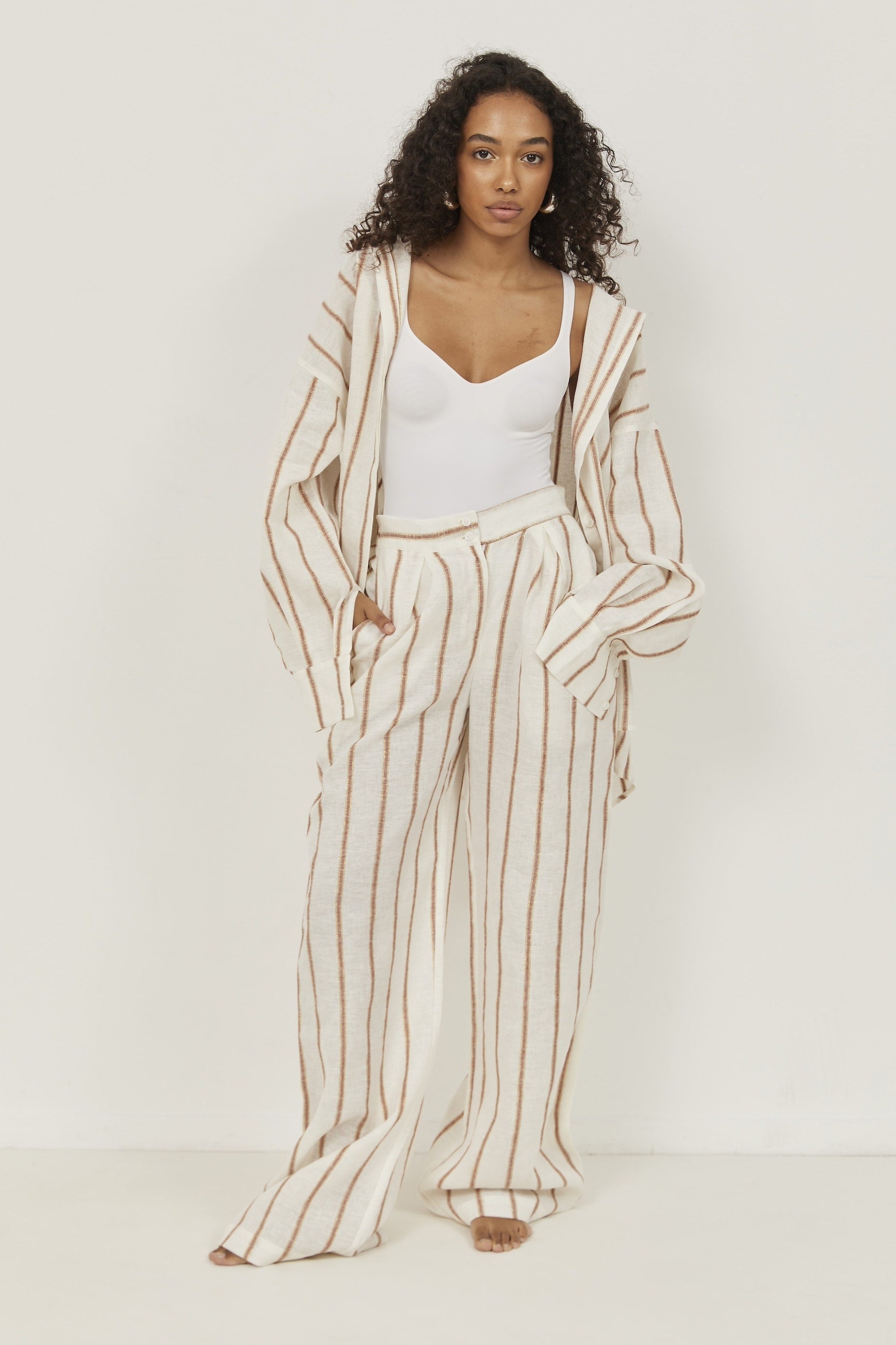 Isla Linen Shirt – Terracota Stripes